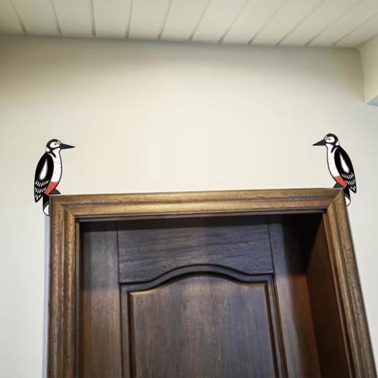 1 Pair Wooden Bird Door Topper Rustic Bird Door Corner Frame Sign for Kids Room Doorway Wall Decor Housewarming Gift for Family Couples Nature Lovers