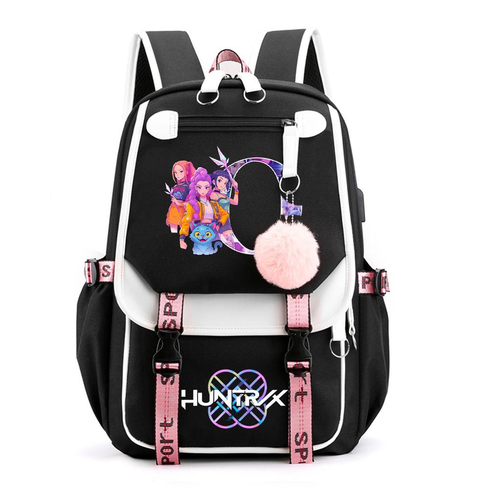 Anime Cartoon 26 English Letter Printed Backpack for Teenager Student Girl Boy Bookbag Large Capacity Travel Bag Kid Gift