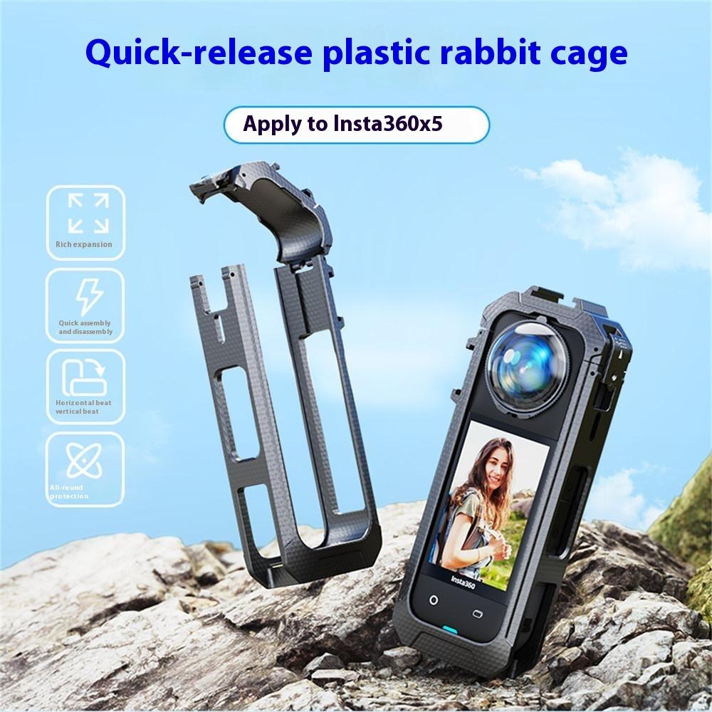 For Insta360 X5 Panoramic Action Camera Magnetic Quick Release Plastic Protective Frame