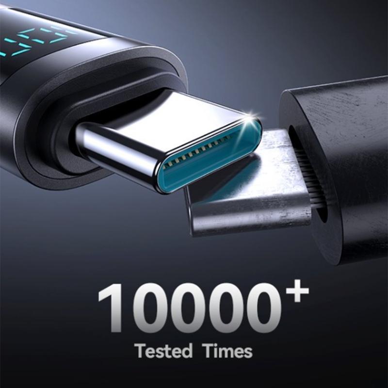 USB C To USB C Cable 100W PD Fast Charging with LED Power Display Nylon Braided Type C Cord for Laptop Phone Tablet