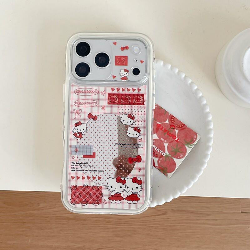 Cartoon Dotted Cat Mirror Side Phone Case IPhone 17 16 Pro Max 15 14 Soft Silicone Cover Protective Shell iPhone 15
