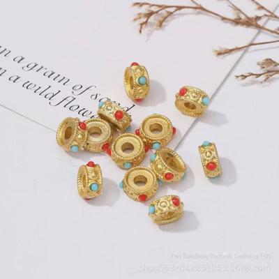 Perles en pierre verte incrustées ton or: Accessoires DIY pour Bracelets et Colliers