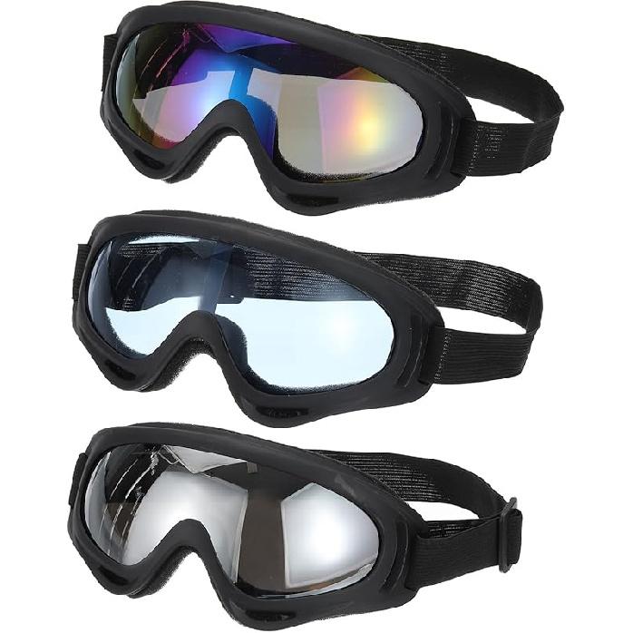PATIKIL Dirt Bike Goggles, Motorcycle Goggles ATV Goggles Ski Goggles Racing Helmet Goggles for Sky Diving Ski Riding Black With Colorful/Silve
