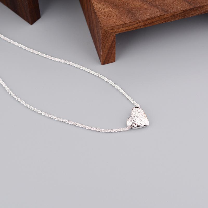 Sparkling Simple Tinfoil Love Pendant Necklace Female Personality Irregular Gypsy Heart Neck Chain Tide