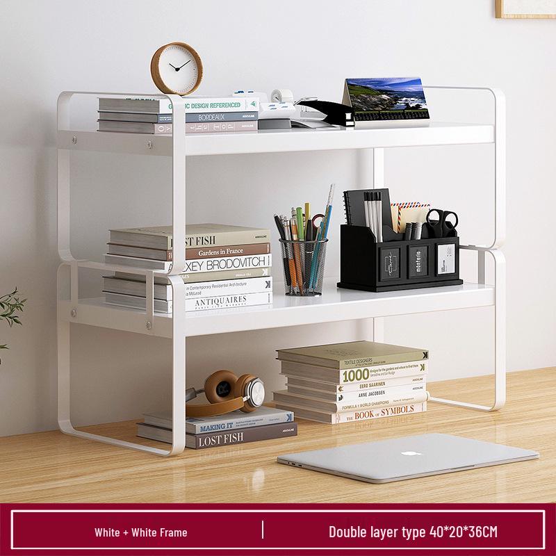 Wrought Iron Desktop Bookshelf for Bedroom, Living Room, or Office - Small, Simple Tabletop Organizer