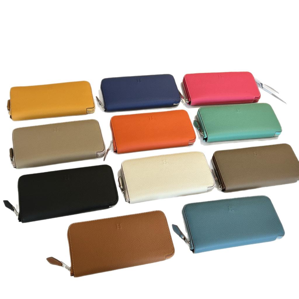 Leather Relief Long Wallet Unisex Zipper Wallet Multifunctional Passport Bag Ticket Card Bag Storage Bag