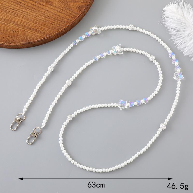 Handmade Pearl Crossbody Phone Case Lanyard with Beaded Charm