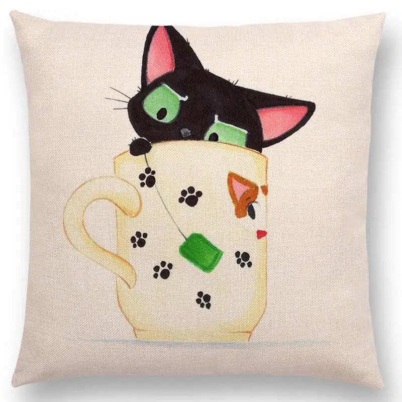 Newest Cute Cartoon Sofa Pillow Cover Black and White Cat Funny Fox Cushion Cover Throw pillowcase