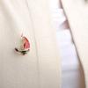 Red Enamel Brooches Men Boat Sail Shape Brooch For Clothes Accessories