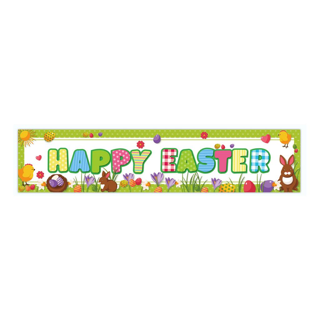 300 * 50Cm Easter Courtyard Porch Fence Decorative Banner Rabbit Egg Poster Custom