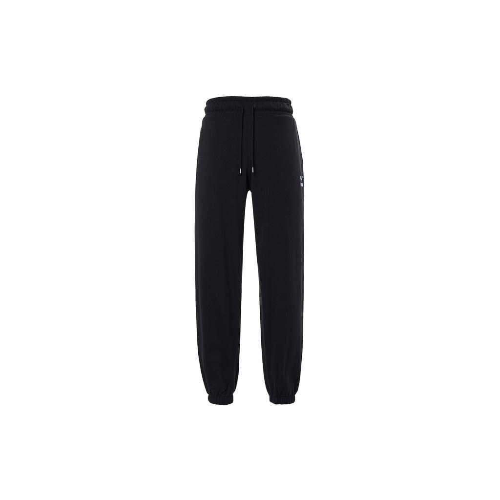 Puma Relaxed Embroidered Logo Drawstring Loose Breathable Cuffed Sweatpants Knitted Sports Pants Women Bottoms Black 532284-01