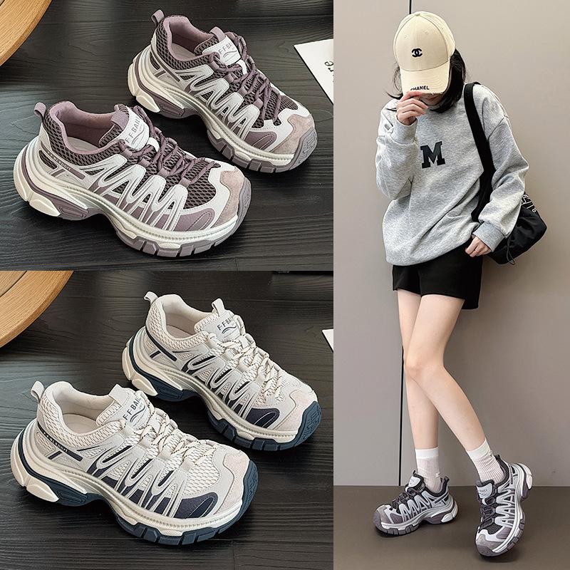 New platform dad shoes spring women's shoes increase height and show small feet lightweight casual running shoes mountaineering sports shoes