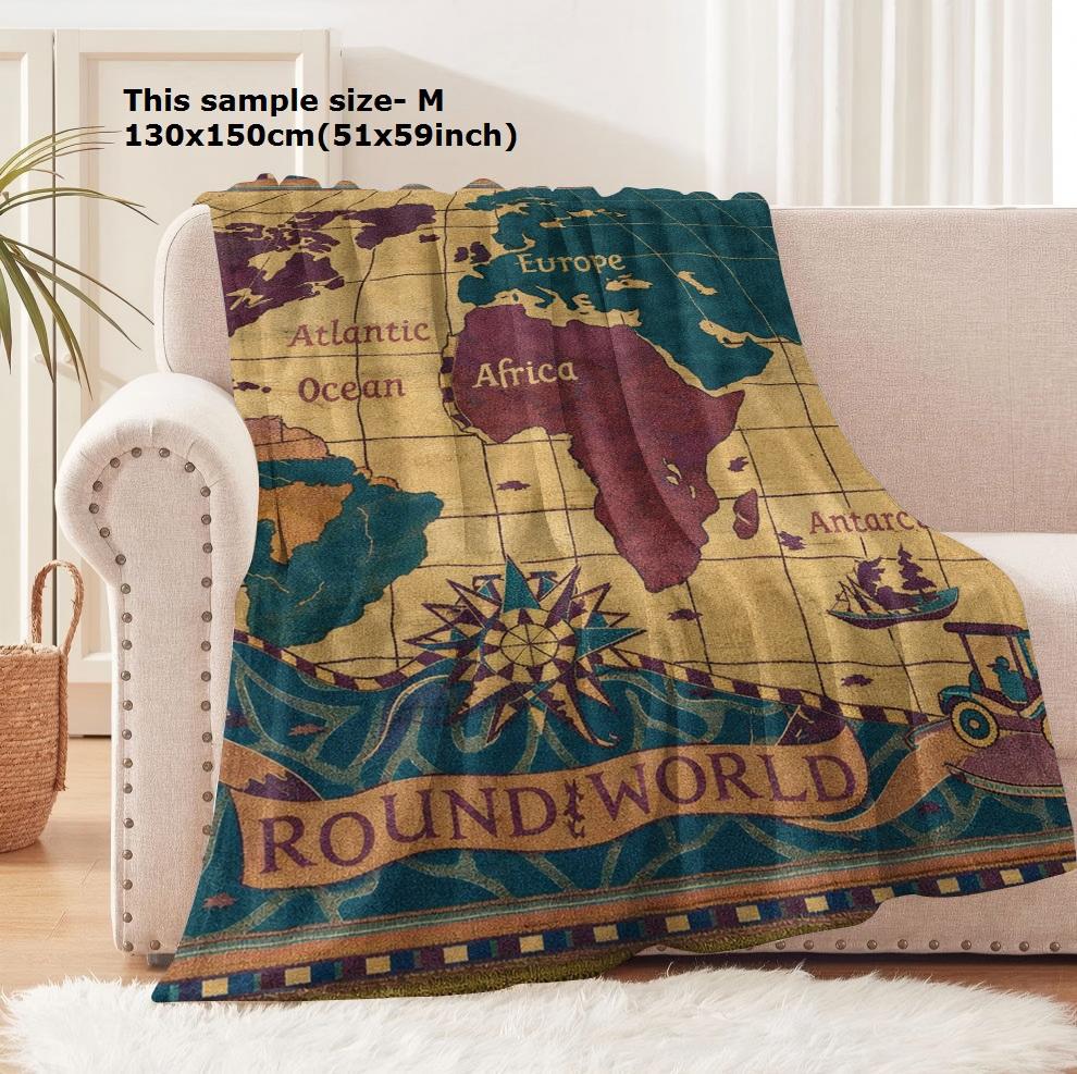 PC Blanket Vintage Map  Antique treasure map Flannel Thin blankets for Home Office Funny gifts Perfect gifts four season use