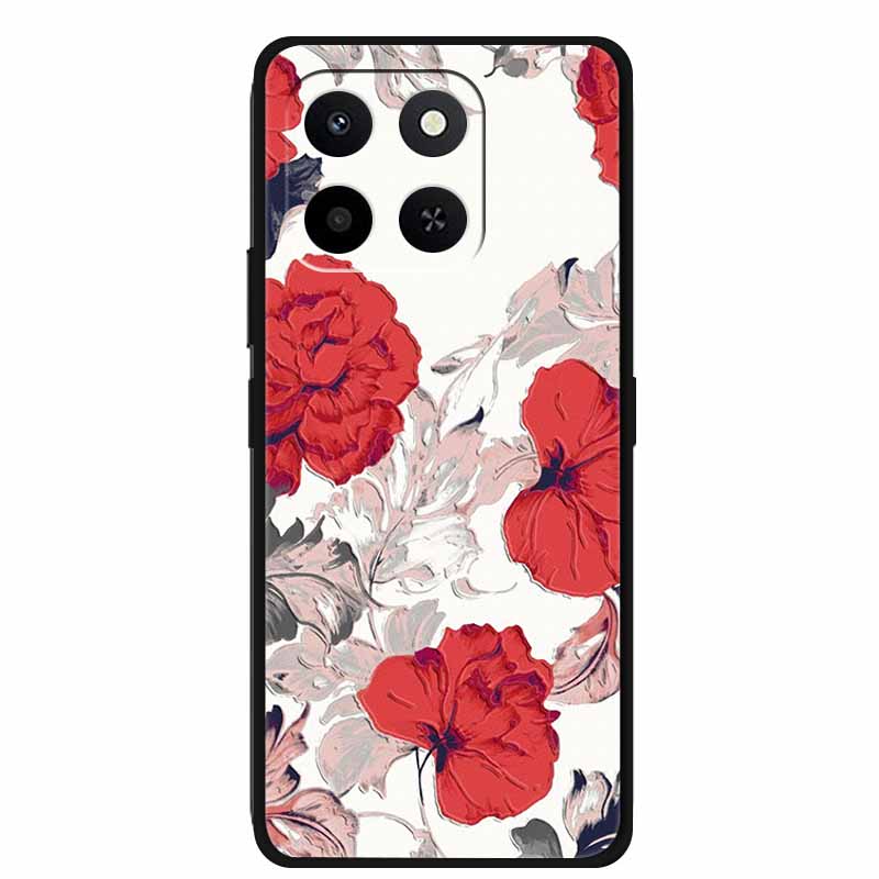 3D Case For Honor X7d 5G Case X 7 d Coque 6.77" Emboss Flowers Black Silicone Soft Back Cover For Honor X7d 4G Cases Shell Funda