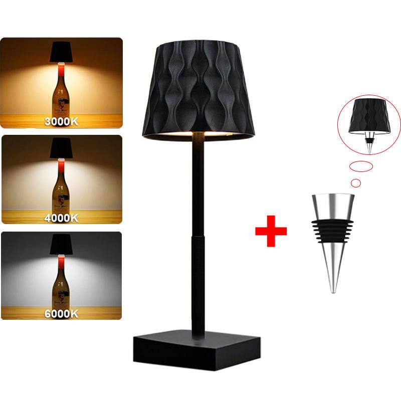 

2025 New LED Table Lamp Wireless Wine Bottle Lamp 2-in-1 3 Colors Stepless Dimming Lamp Rechargeable Creative Ambient Light чёрный