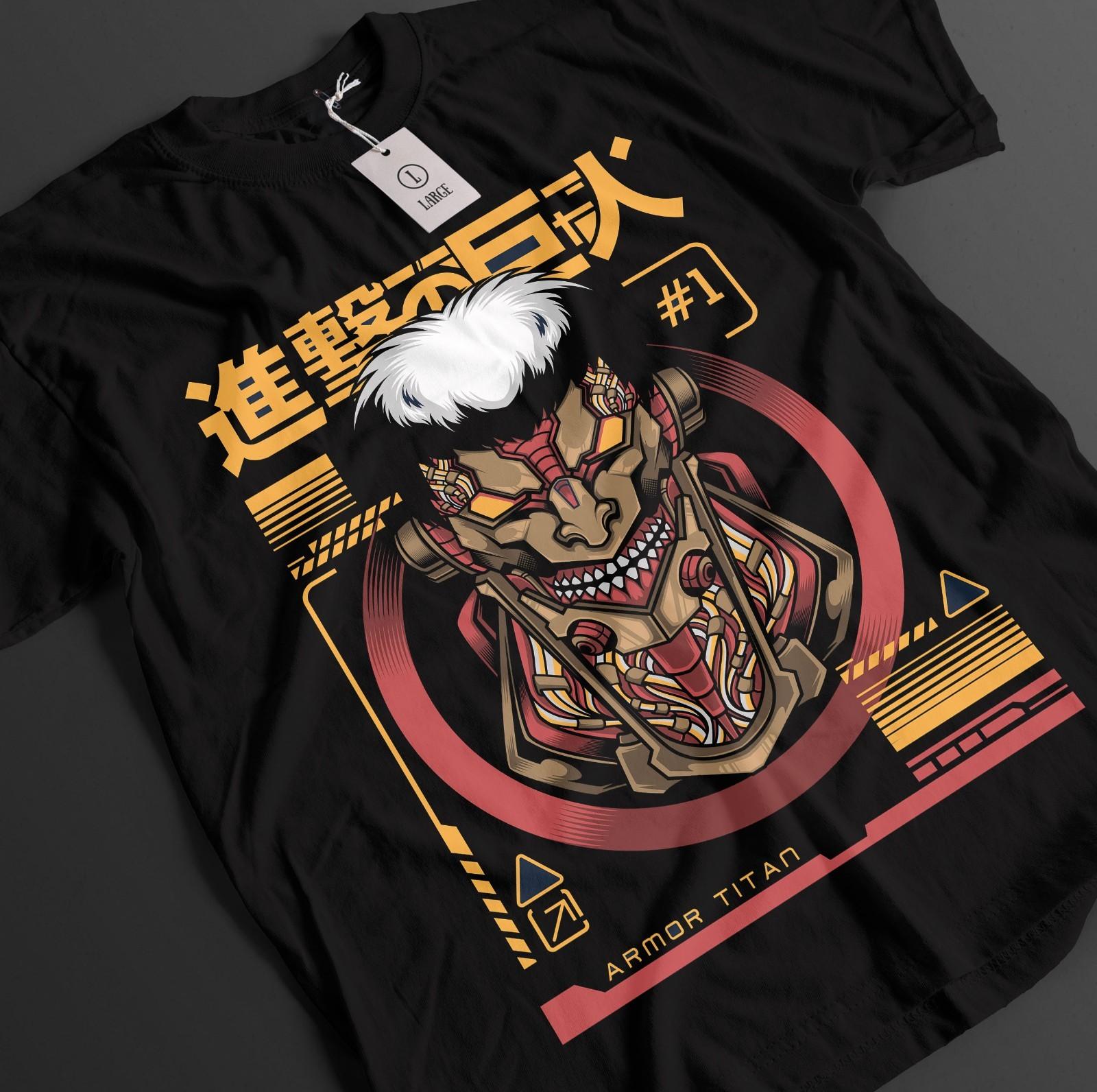 Attack On Titan Shirt Reiner Armored Tshirt AOT T-Shirt Mens Womens Tees Top Anime Unisex Graphic Tee L