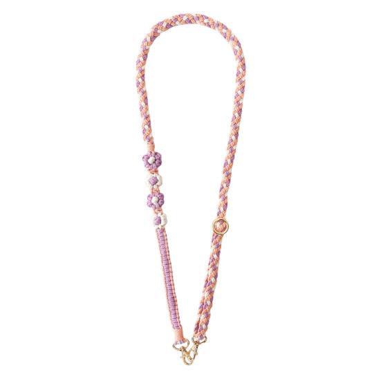 Hand Braided Phone Lanyard Bohemian Flower Design Crossbody Adjustable Wide Shoulder Strap Bag Key Badge Lanyard with Metal Hook