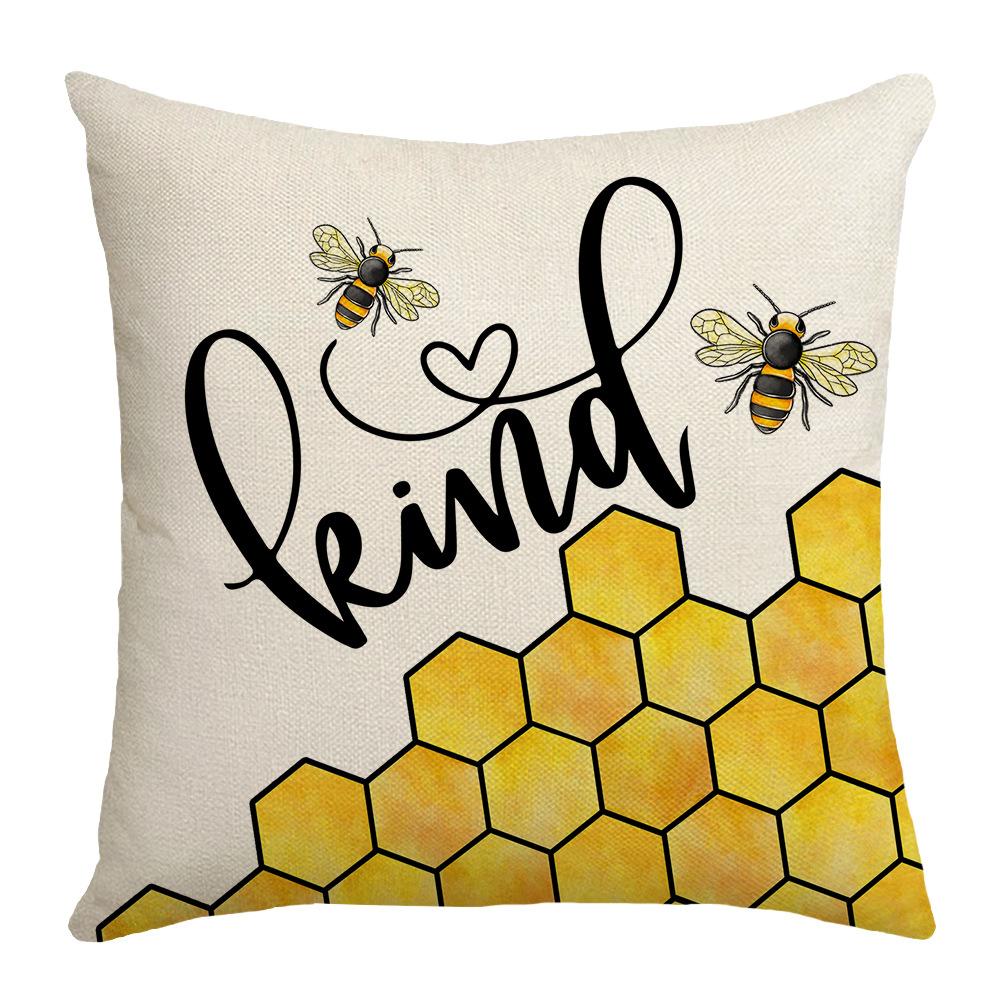 Bee Day Pillow Cartoon Spring and Summer Sofa Pillow Living Room Decoration Sunflower New Printed Pillow Cover