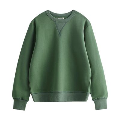 Herbst und Winter Rundhals und Samt Gepolsterter Grüner Unifarbener Pullover für Männer und Frauen.
