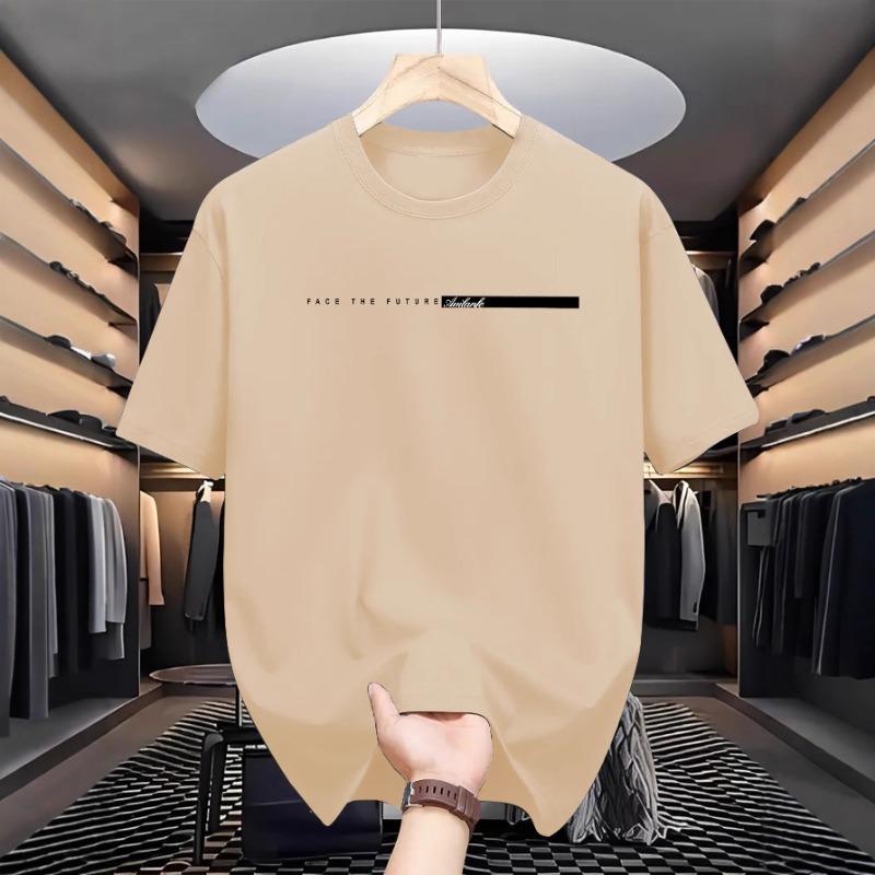 Herren Pullover T-Shirt im koreanischen Stil Lässig Locker Buchstabendruck Rundhals Kurzarm Oberteil