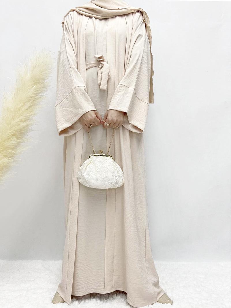 

Женский однотонный многоцветный турецкий комплект из 2 предметов: халат и платье большого размера в ближневосточном стиле M