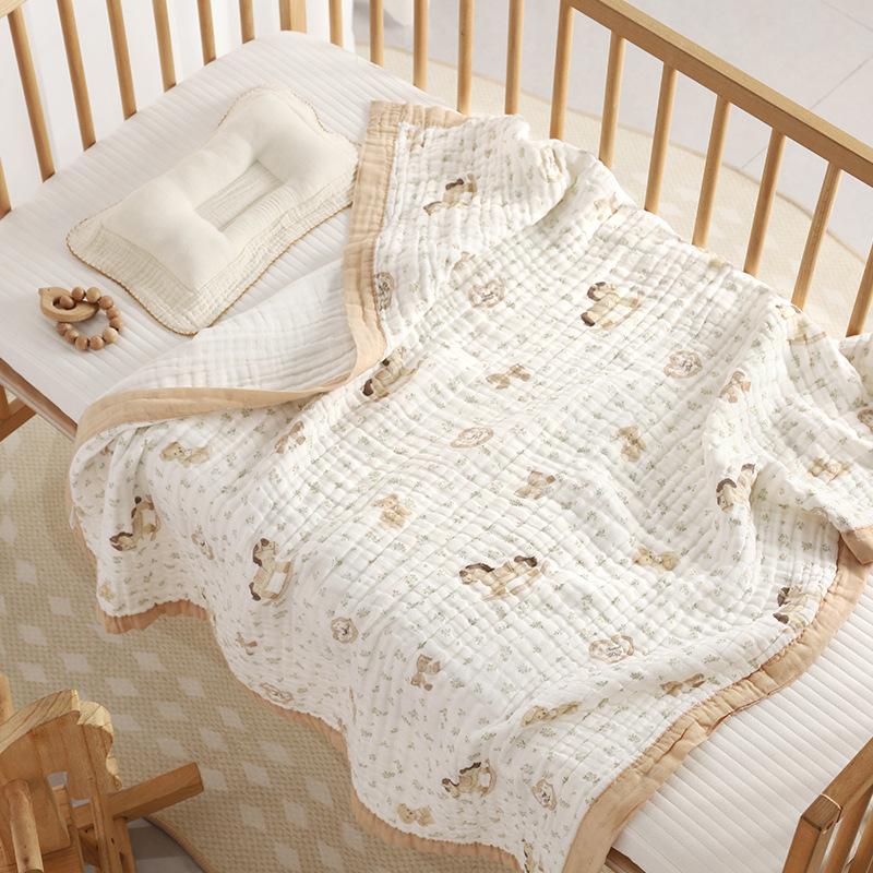 110x110cm High Density Pure Cotton Six-Layer Gauze Baby Bath Towel and Toddler Blanket