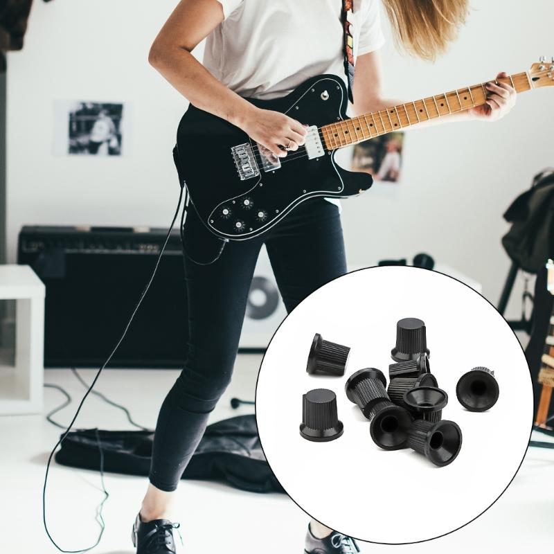 10Pcs Potentiometer Control Knob 6mm Knurled Shaft Hole Amplifier Knob Plastic Electric Guitar Knobs Easy to Install