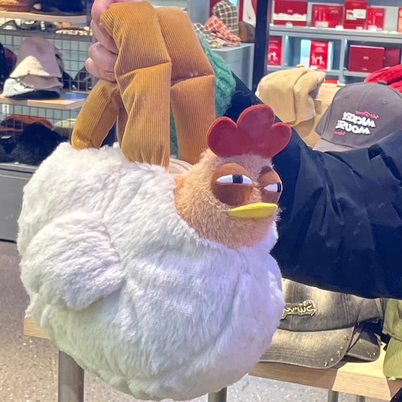 Cute Cartoon Cuckoo Chicken Plush Handbag and Makeup Bag