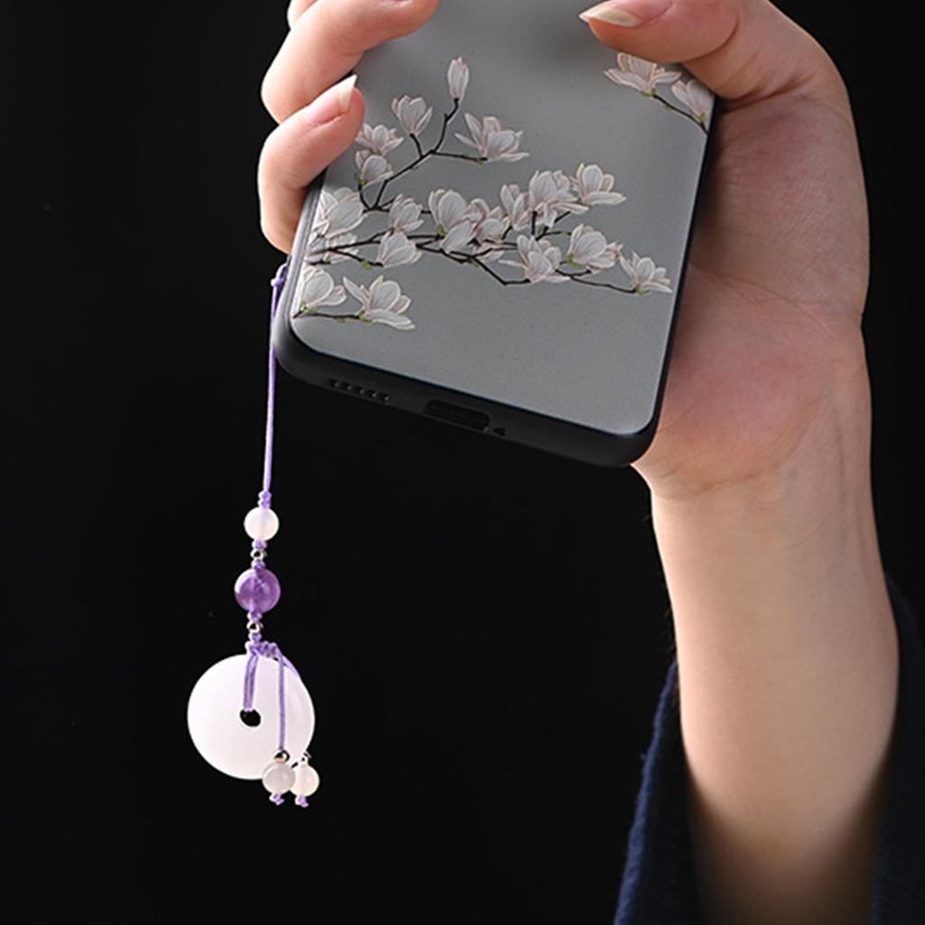 Elegant White Jade Mobile Phone Chain Anti-lost Lanyard Stylish Bag Hangings Pendant Decoration Durable U Disk Charm
