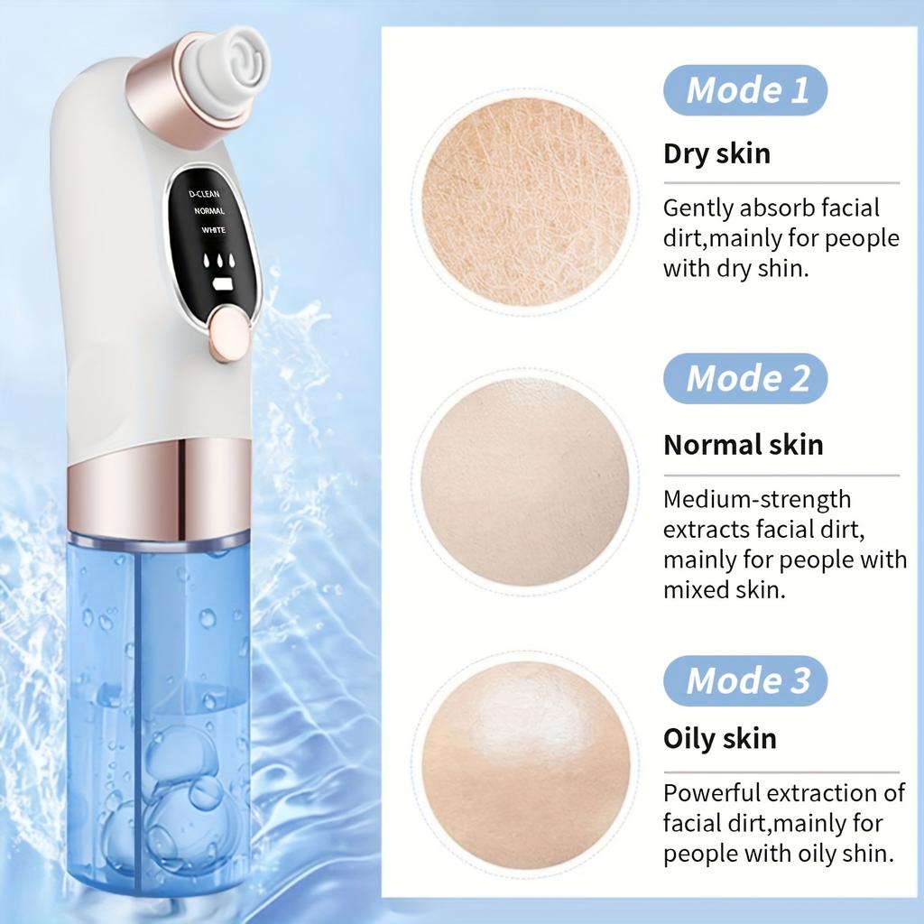 Blackhead Removal Pore Vacuum, Water Cycle Pore Vacuum with 6 Tips, 3-Speed Adjustable Grooming Device