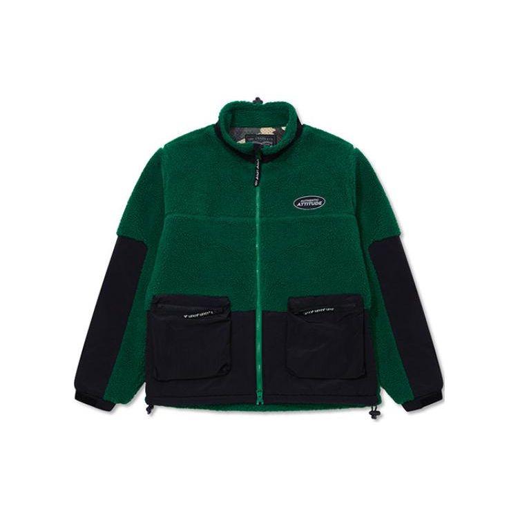Levi s Color Block Fleece Full-Zip Jacket Green Black Men A5169-0001 XL