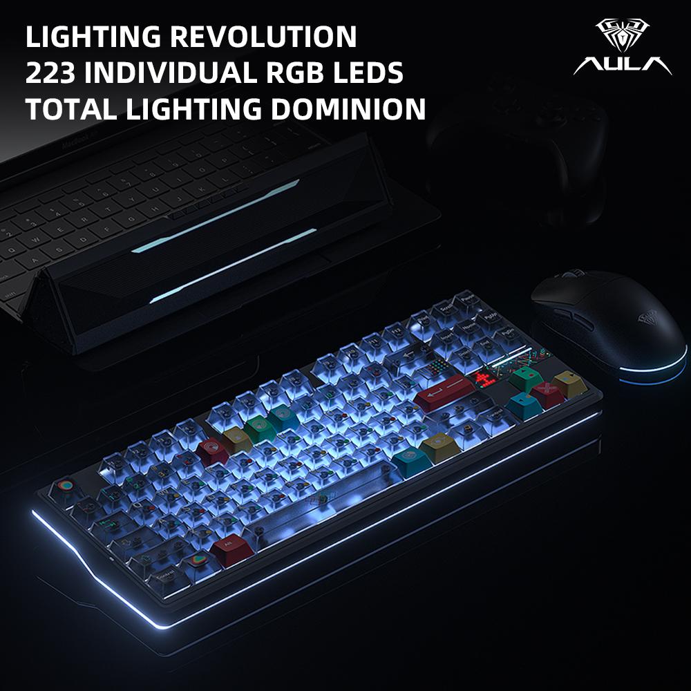 AULA F87 Pro V2 E-Sports Mechanical Keyboard 2.4g/Usb/Bluetooth -Swap RGB Long Battery Life Custom Gasket 5 Layer PC Gaming
