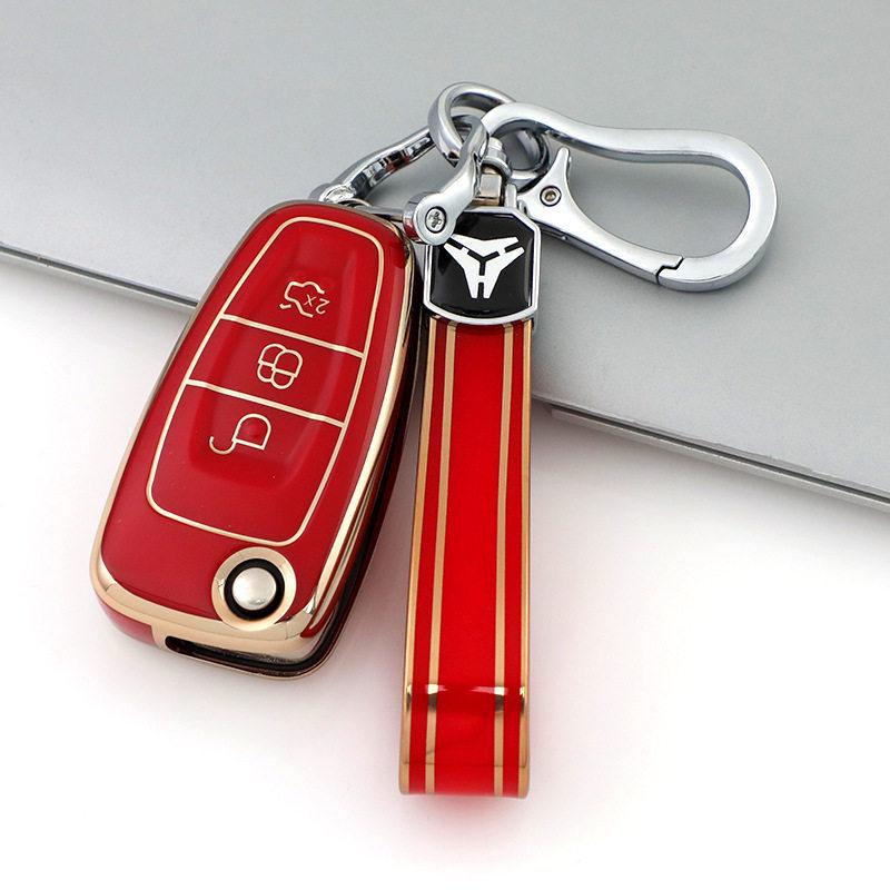 Key Case for Ford 2013-2019 Kuga & 2012-2018 Focus with Gold Trim