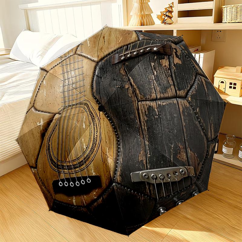 Flaming Soccer Ball Art Umbrella 8-Frame for Travel, Camping, Casual Lightweight Portable Umbrella, Essential for Every Family Holidays Gift