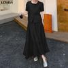 Women Outfits Short Sleeve Ruffled Blouse and Skirts Casual Two Piece Suit Elegant Sets