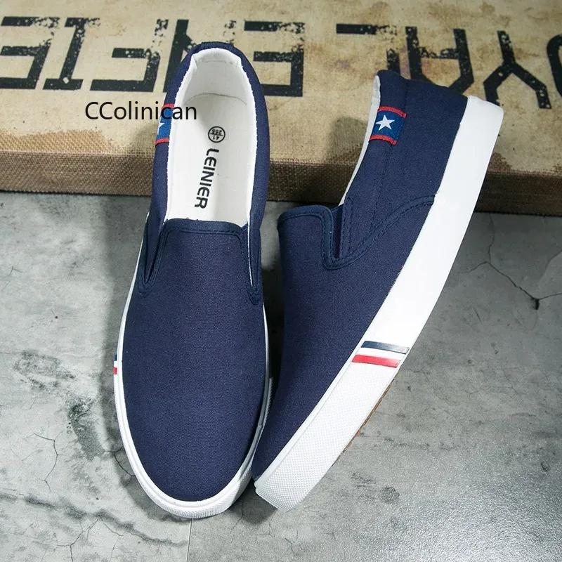 Men Shoes Casual Canvas Four Seasons Slip-on Unisex Man Fashion Walk Sneakers Flats Breathable Light Black Lovers Shoes Footwear