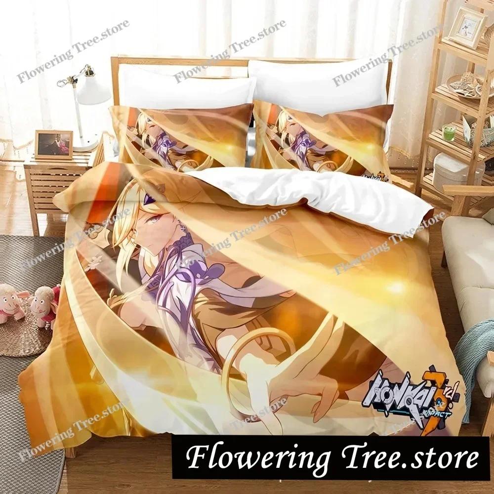 Honkai Impact 3 Bedding Set Single Twin Full Queen King Size Game Anime Bed Set Aldult Kid Bedroom Duvetcover Sets 3D Print