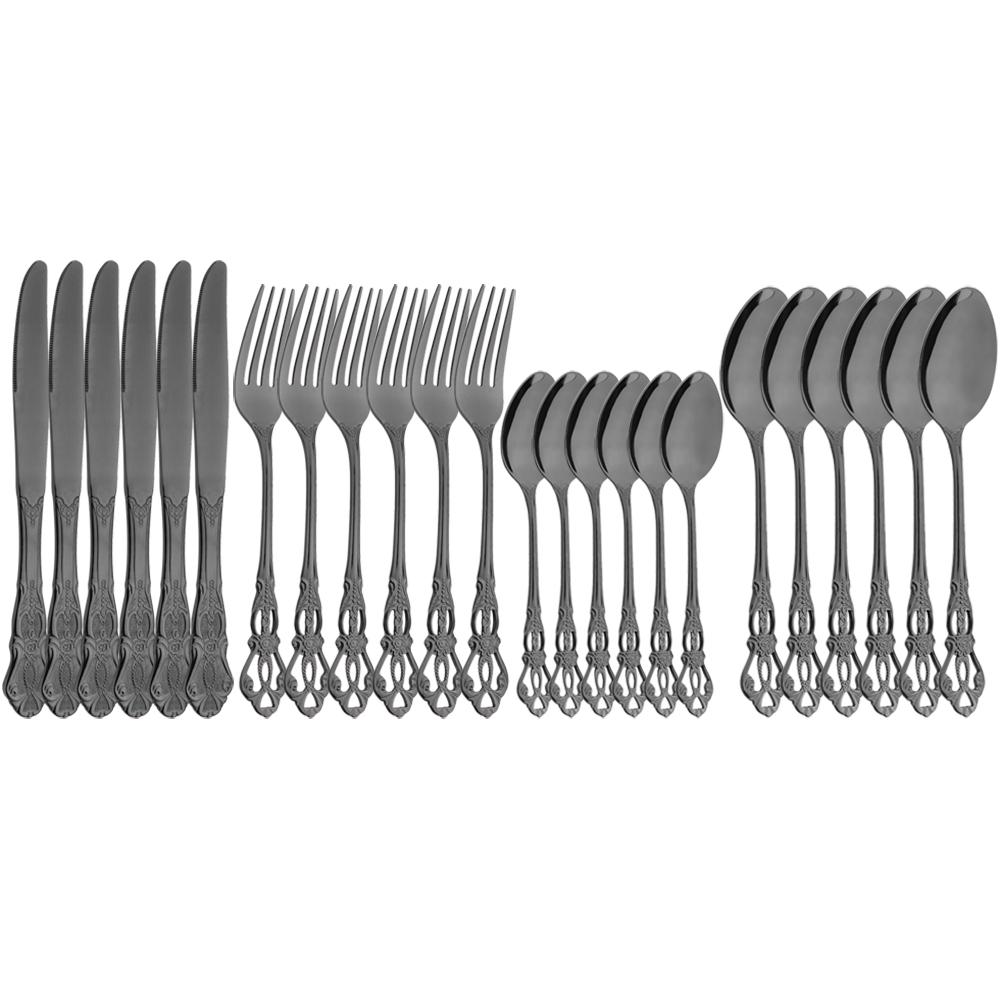 Gold Geschirr Set 24 Teile Edelstahl Geschirr Luxus Vintage Besteck Set Qualität Messer Gabel Tee Löffel Besteck Set
