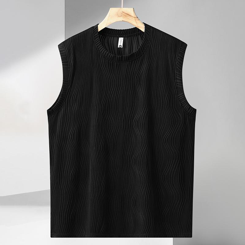 

Большие размеры 4XL-11XL, свободная черная футболка без рукавов для мужчин, летние топы, повседневная футболка, летняя мужская одежда 4XL(80kg-90kg) чёрный