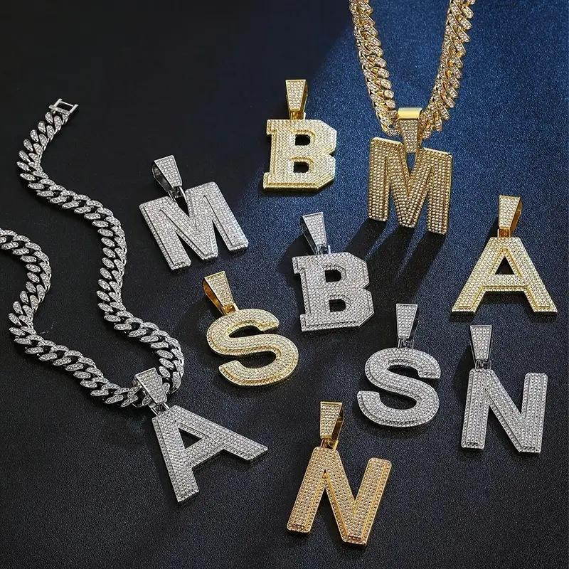 European American Trendy Hip-Hop Cuban Necklace Customizable Best Selling Alloy Rhinestone Female Pendant Fashion Necklaces