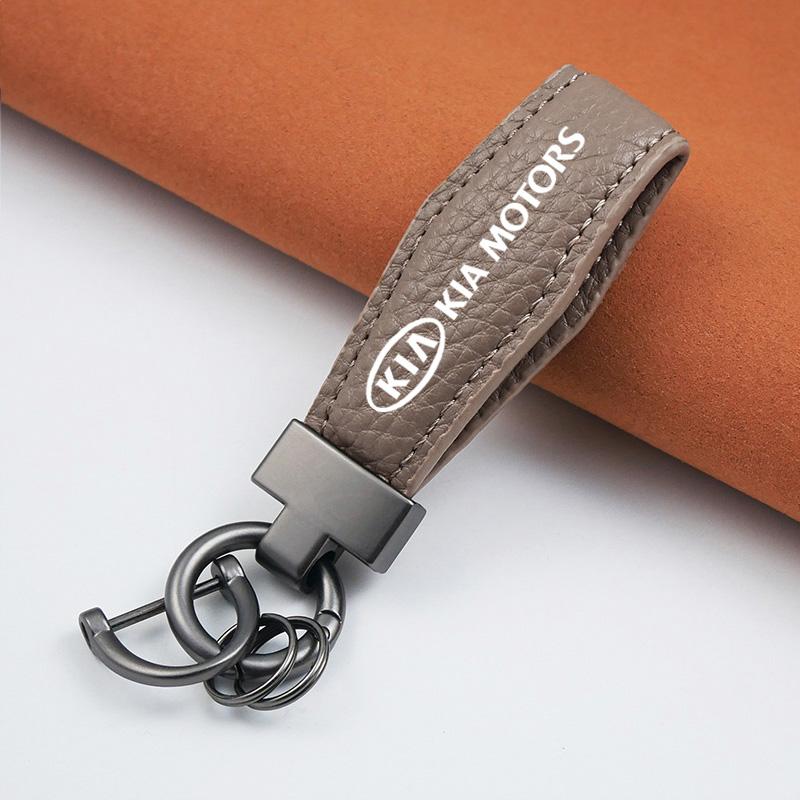 2026 Hot Car Sticker Car Key Chain Luxury Genuine Leather Keychain For Kia Sportage Cerato Optima K2 K3 K4 K5 Rio Picanto Soul C