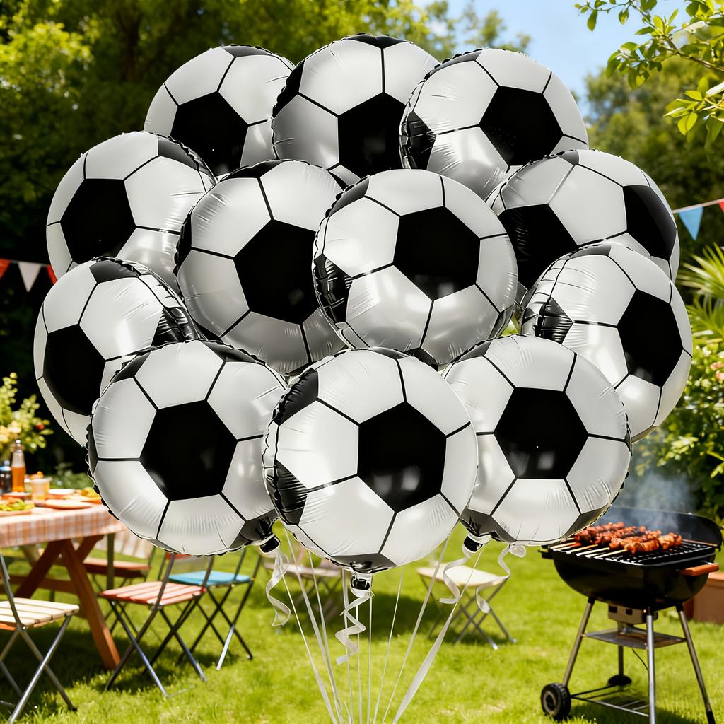 12 Pcs Of Sports-Themed Black And White Football Balloons, Suitable For Football Games, Birthday Party Decorations, Christmas, Classroom Decorations