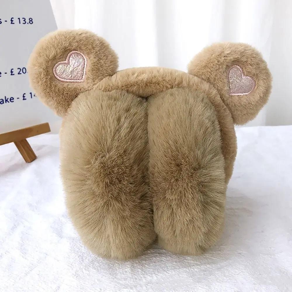 Cute Bear Ears Winter Warm Earmuffs Plush Thick Soft Ear Muffs Protect Ears Foldable Warmer Cover Earflaps for Women Girls Kids