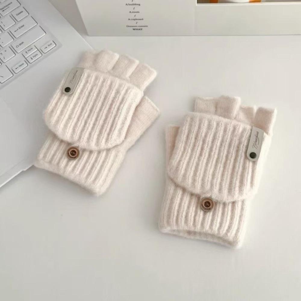 New Thickened Knitted Gloves Keep Warm Open Flip Cold-proof Gloves Touch Screen Windproof Half Finger Gloves Women Men