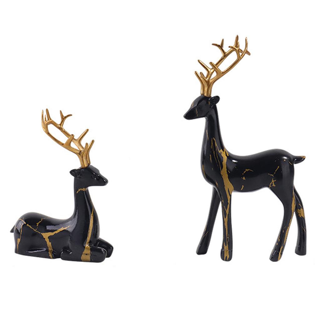 Resin Couples Elk Desktop Decor Gold Reindeer Animal Office Decoration Indoor Home Room Ornaments Table Craft Home Decoration