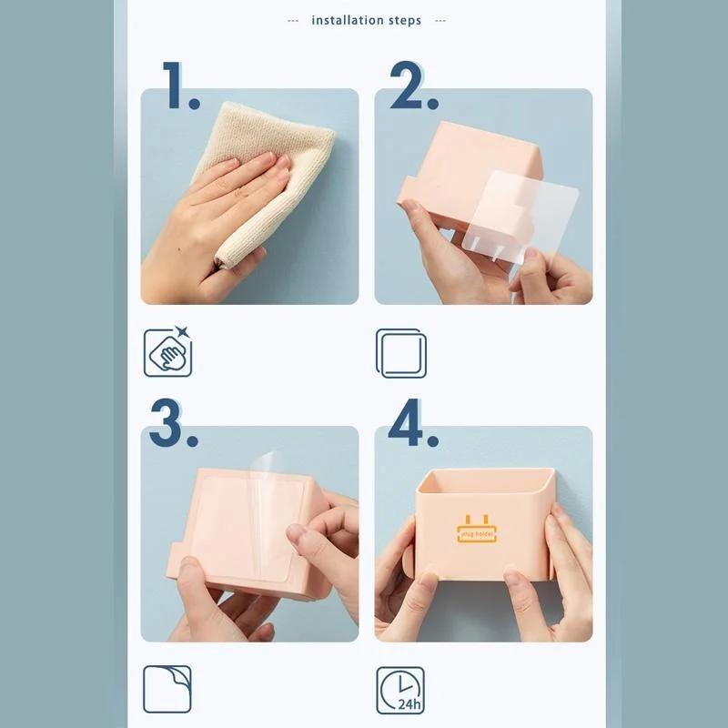 1 Pc Wall Hanging Mobile Phone Charging Plug Storage Rack Multifunction Air Conditioning Remote Control Organizer Shelf