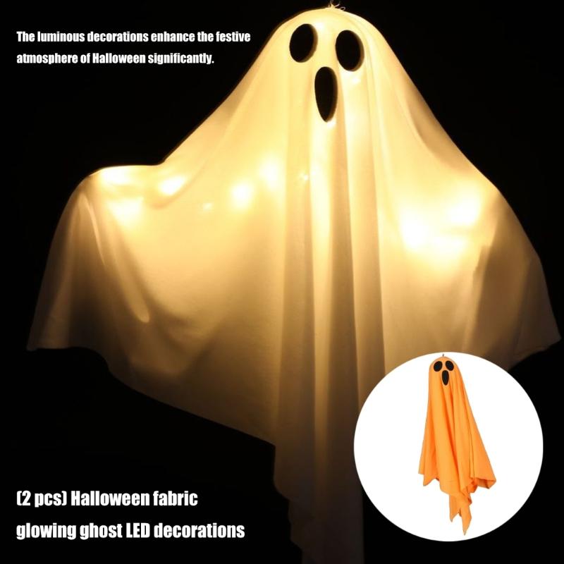 Pack Of 2 Glowing Hanging Phantoms Figures Halloween Party Supplies Outdoor Safe Easy Installation Festival Atmosphere