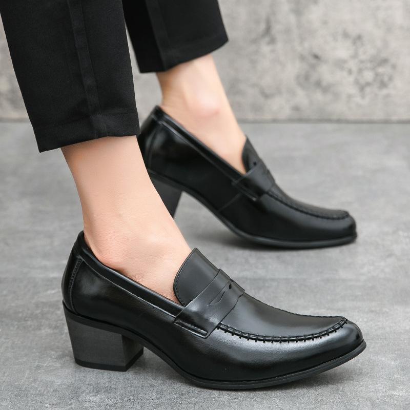 Men's shoes retro high-heeled men's shoes fashion European and American business leather shoes trend foot shoes