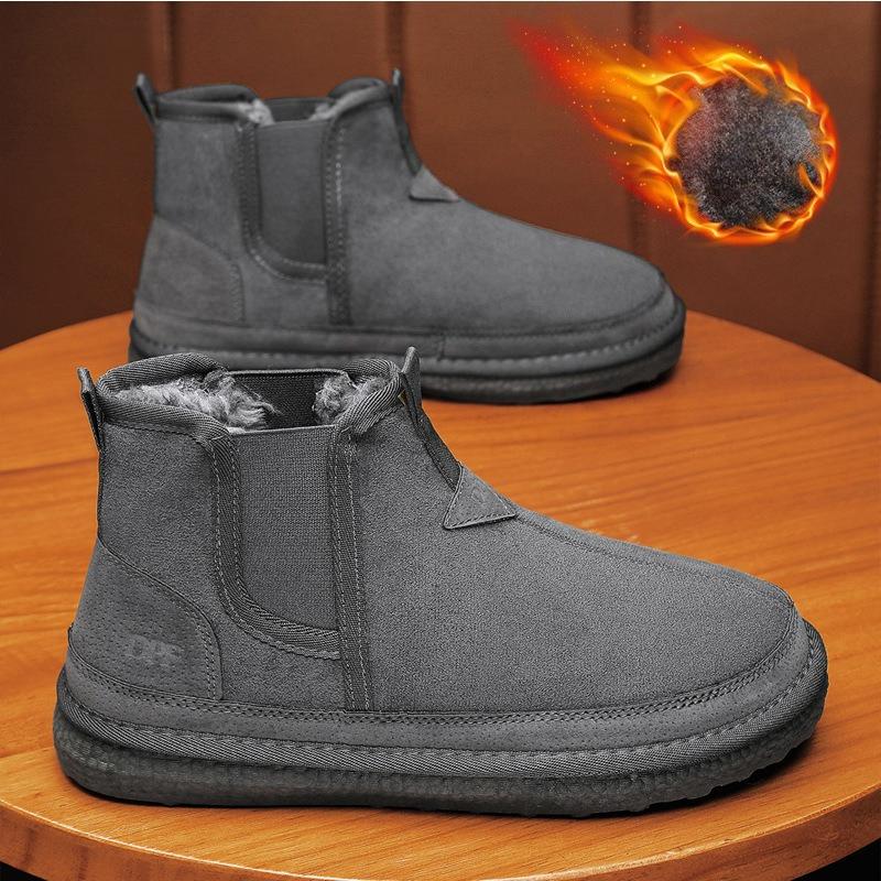 Men's Fleece Lined Snow Boots Outdoor Winter Casual Boot Trendy New Model Comfortable Warm Mid-Calf Cotton Shoes for Snow Sports