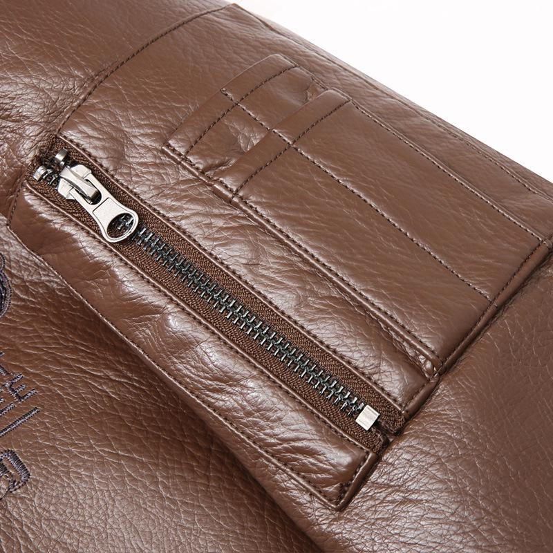 Men's Plus Size Retro Leather Baseball Jacket - Spring/Autumn 2025 Collection